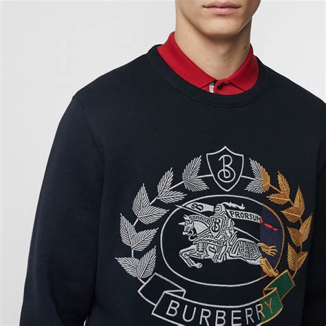 burberry embroidered crest jersey sweatshirt|Men’s Designer Hoodies & Sweatshirts .